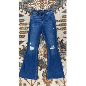Chic Distressed Blue Flare Jeans